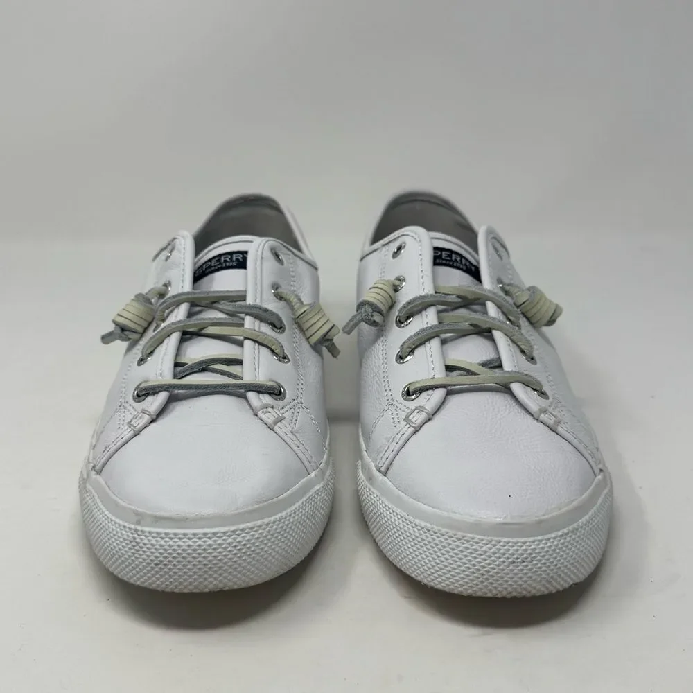 SPERRY | White Leather Lace Up Slip On Sneakers Women’s Size 12